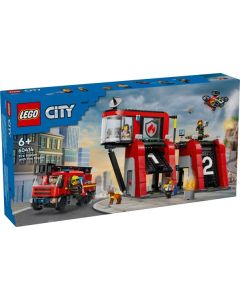 Brandweerkazerne en brandweerauto Lego